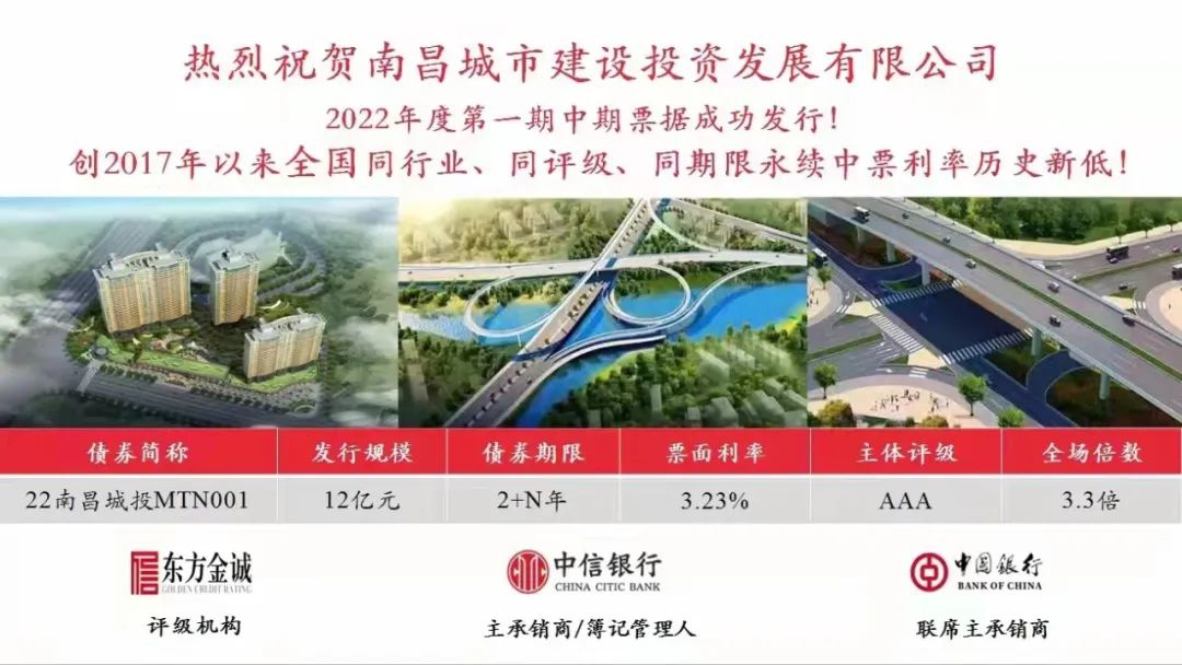 2022首戰(zhàn)告捷！南昌城投集團(tuán)成功發(fā)行12億元中期票據(jù)